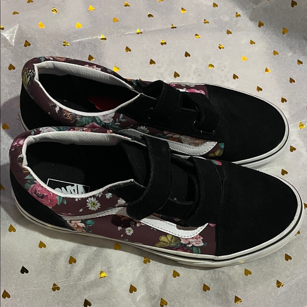 Vans Kids Black and Floral Sneakers
